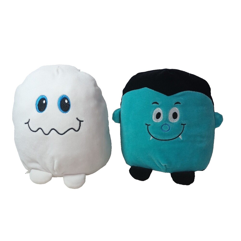 Halloween Ghost & Dracula Plush Set Cute Soft Stuffed Decor Pair Spooky Pillows